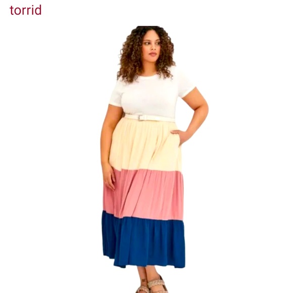 Torrid colorblock rayon maxi skirt soft size 1x - Picture 1 of 9